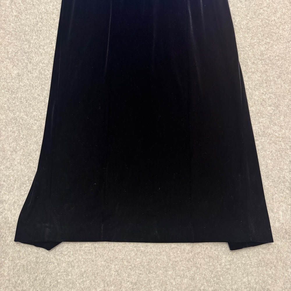 VTG Alex Evenings Black Velvet Satin Trim Spaghetti Strap Formal Gown Dress 12 - Picture 9 of 11